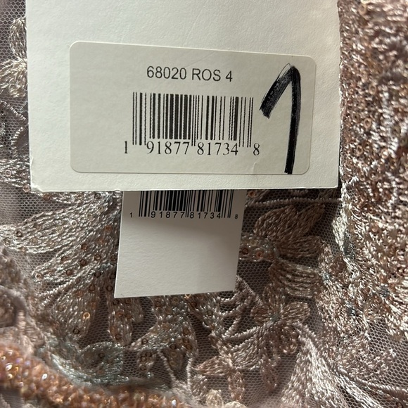 Mac Duggal 68020 NWT Embellished Illusion Long Sleeve Midi Dress in Rose - Picture 10 of 12